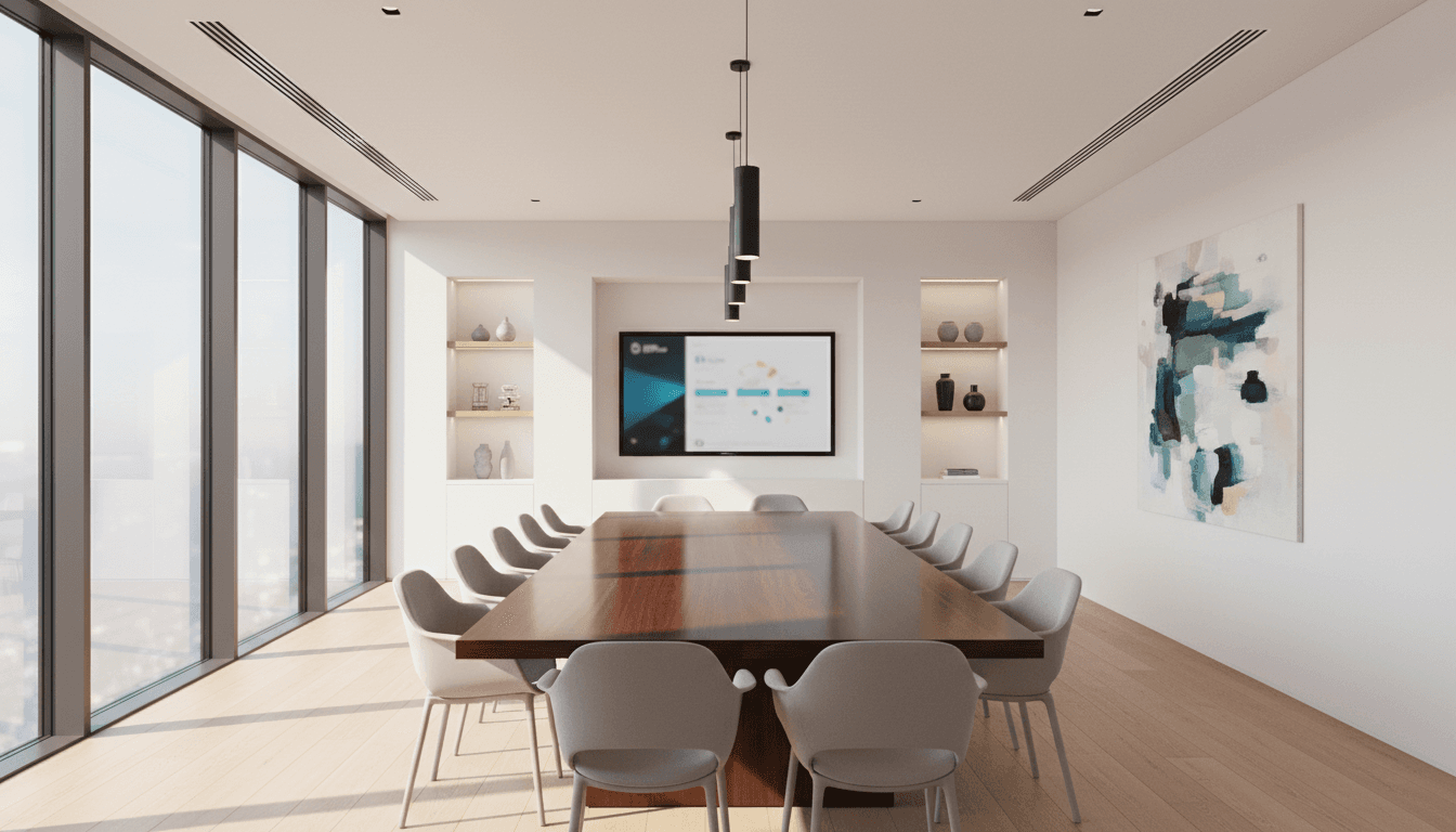 Sala de reuniones de oficina reformada
